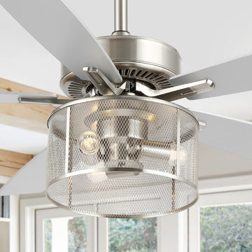 Max 52" Farmhouse Industrial Iron/Wood Mobile-App/Remote-Controlled LED Ceiling Fan - JONATHAN Y